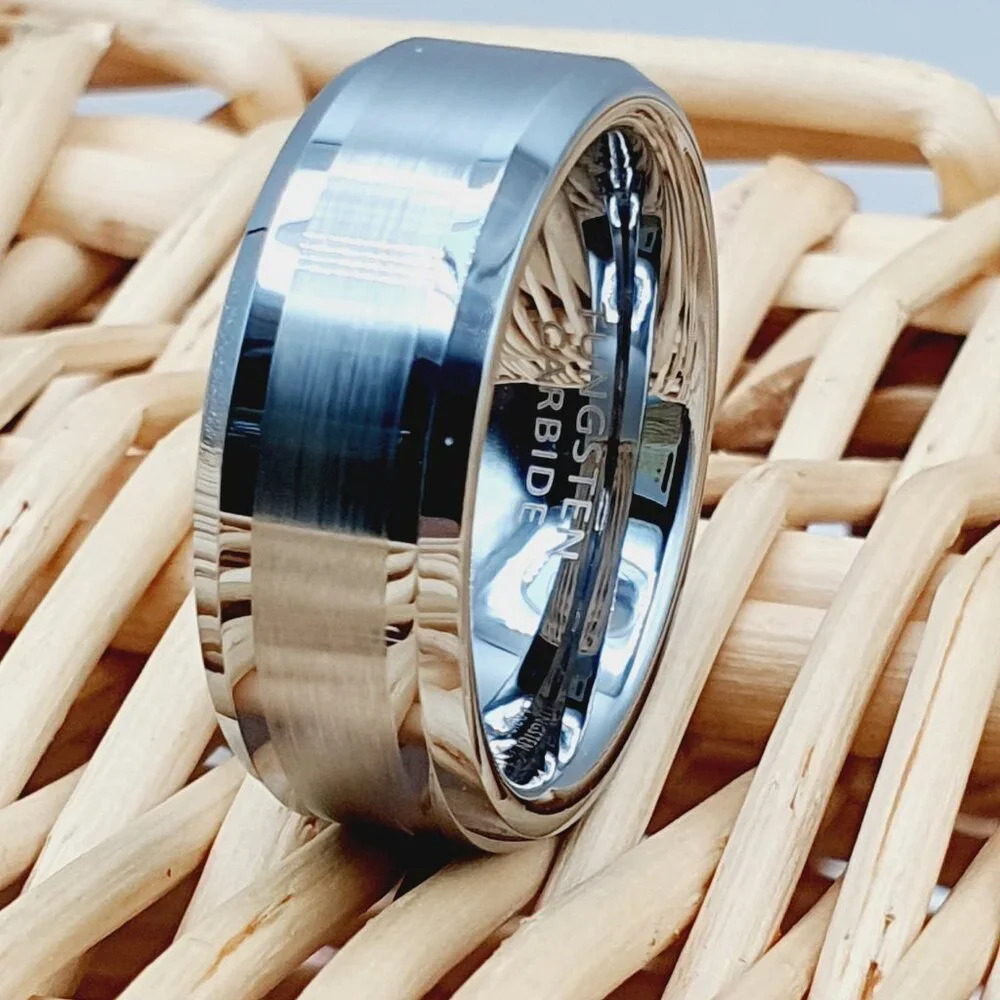 Silver Tungsten Mans Wedding Ring, GALTUN002-15